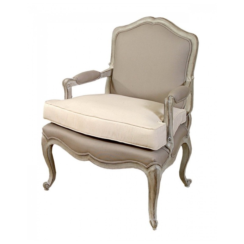 Fauteuil Louis XV Gourdin - mouluré avec coussin