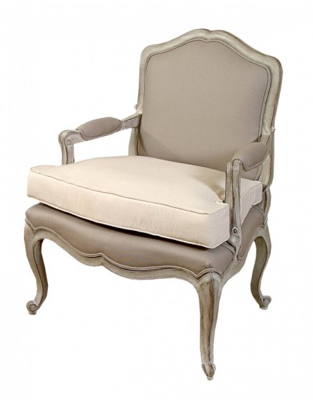 Fauteuil Louis XV Gourdin - mouluré avec coussin