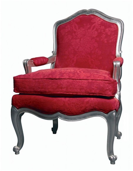 Fauteuil Louis XV Gourdin - mouluré avec coussin