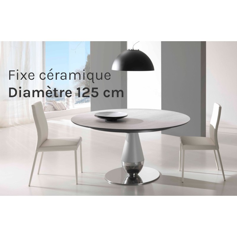 Table de repas fixe en céramique PERLA diamètre 125 cm