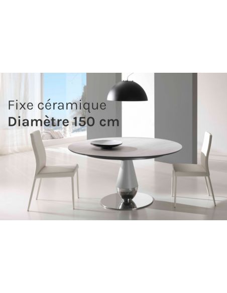 Table de repas fixe en céramique PERLA diamètre 150 cm