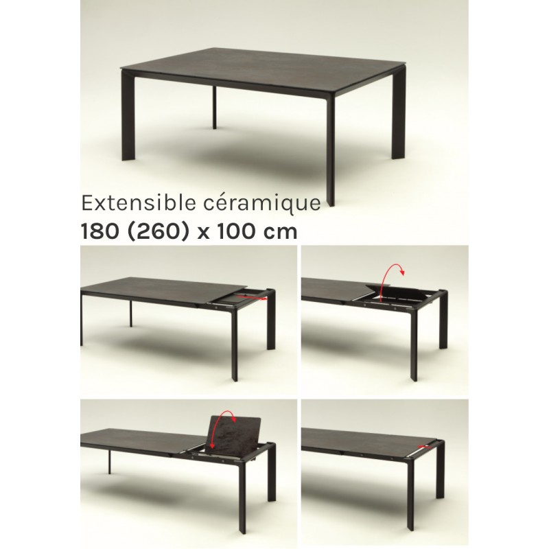 Table de repas extensible INTÉRIEUR en céramique CLASS - 180 (260) x 100 cm