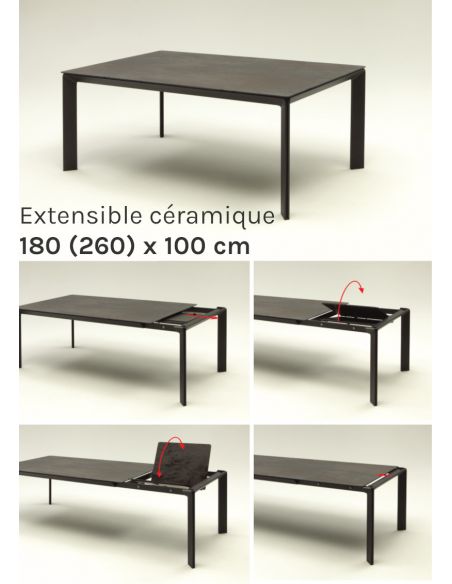 Table de repas extensible INTÉRIEUR en céramique CLASS - 180 (260) x 100 cm