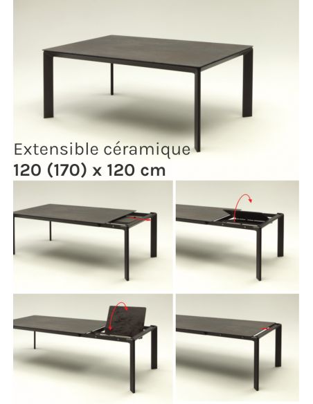 Table de repas extensible INTÉRIEUR en céramique CLASS - 120 (170) x 120 cm
