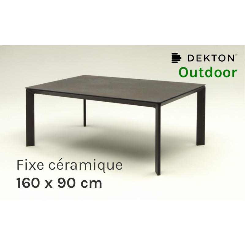 Table de repas jardin fixe CLASS 160 x 90 cm avec plateau céramique Dekton