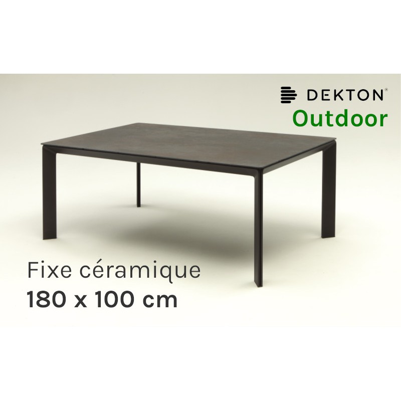 Table de repas jardin fixe CLASS 180 x 100 cm avec plateau céramique Dekton
