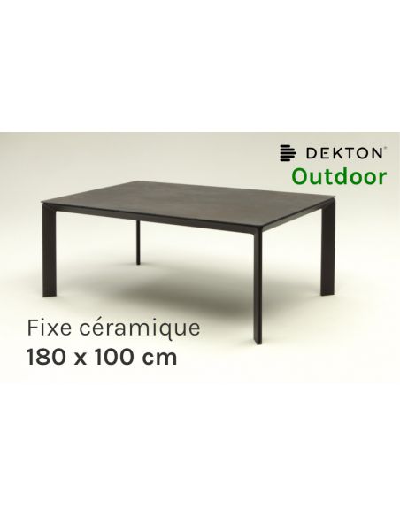 Table de repas jardin fixe CLASS 180 x 100 cm avec plateau céramique Dekton