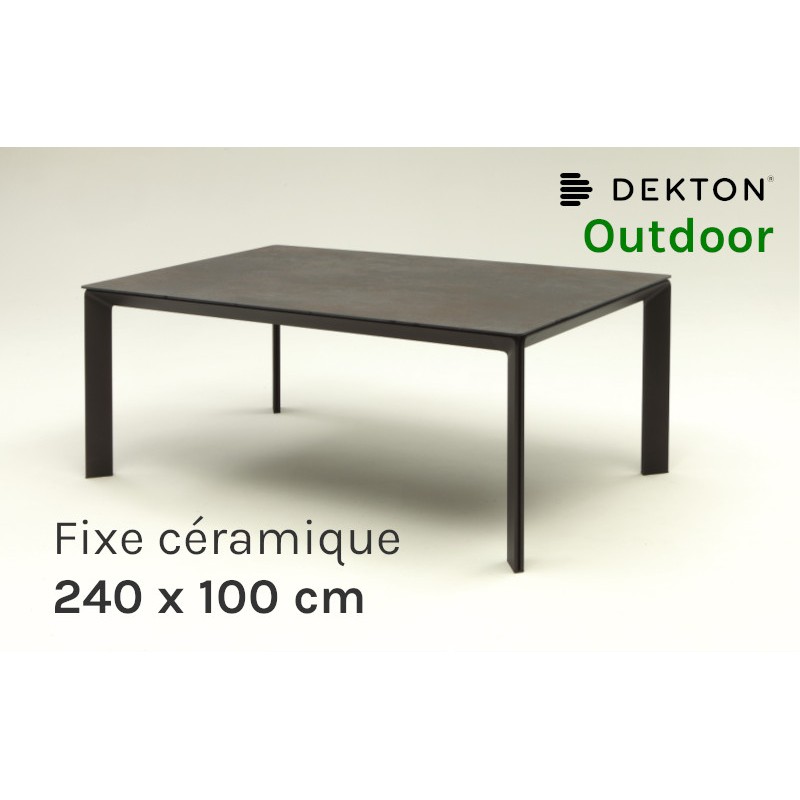 Table de repas jardin fixe CLASS 240 x 100 cm avec plateau céramique Dekton