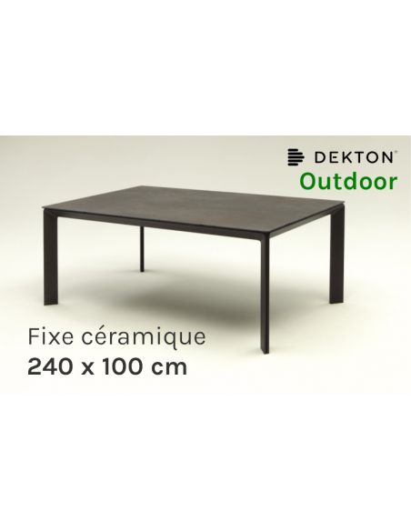 Table de repas jardin fixe CLASS 240 x 100 cm avec plateau céramique Dekton