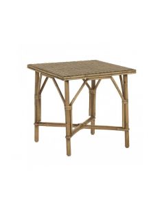 Table basse rotin naturel tressé GRAND-MÈRE, finition patiné vieilli