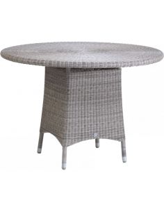 Table de jardin CIGALE en résine gris galet, diamètre 110 cm
