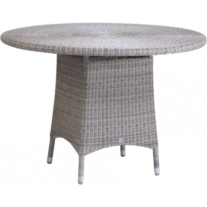 Table de jardin CIGALE en résine gris galet, diamètre 110 cm