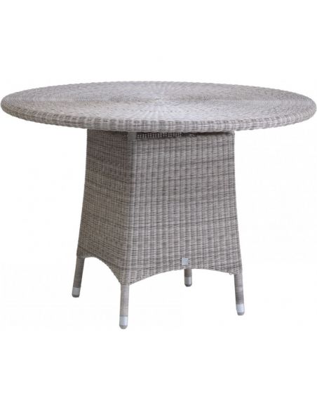 Table de jardin CIGALE en résine gris galet, diamètre 110 cm