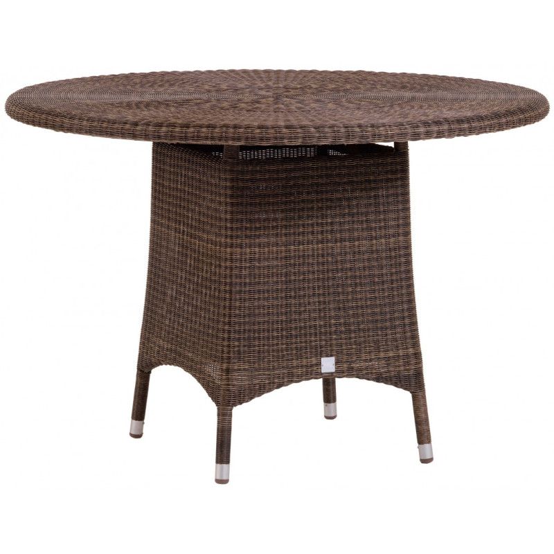 Table de jardin CIGALE en résine marron poivre, diamètre 110 cm