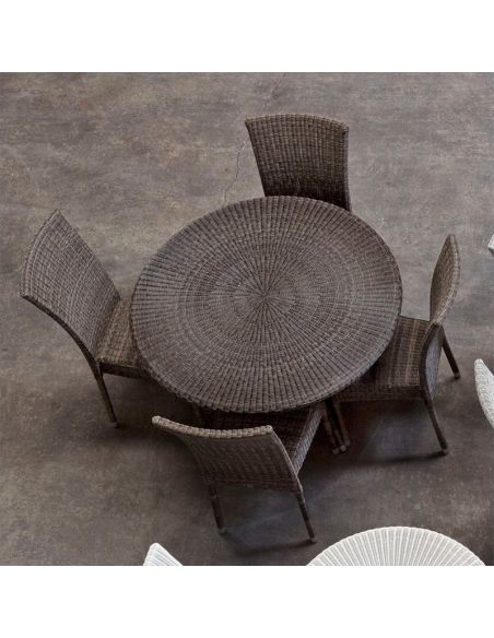 Table de jardin CIGALE en résine marron poivre, diamètre 110 cm