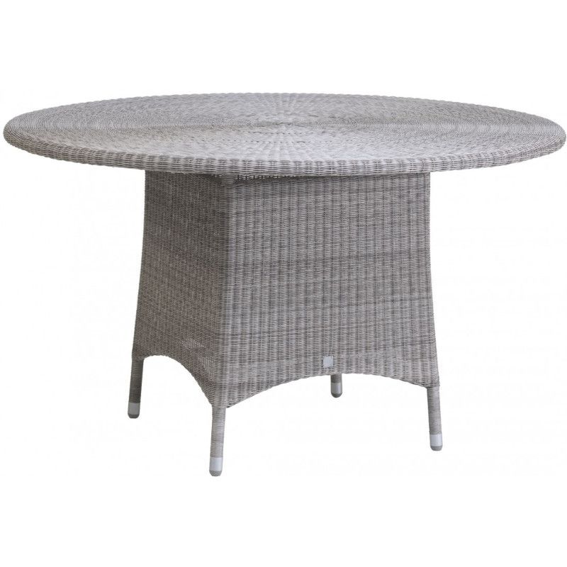 Table de jardin CIGALE en résine gris galet, diamètre 130 cm