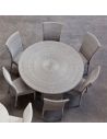 Table de jardin CIGALE en résine gris galet, diamètre 130 cm