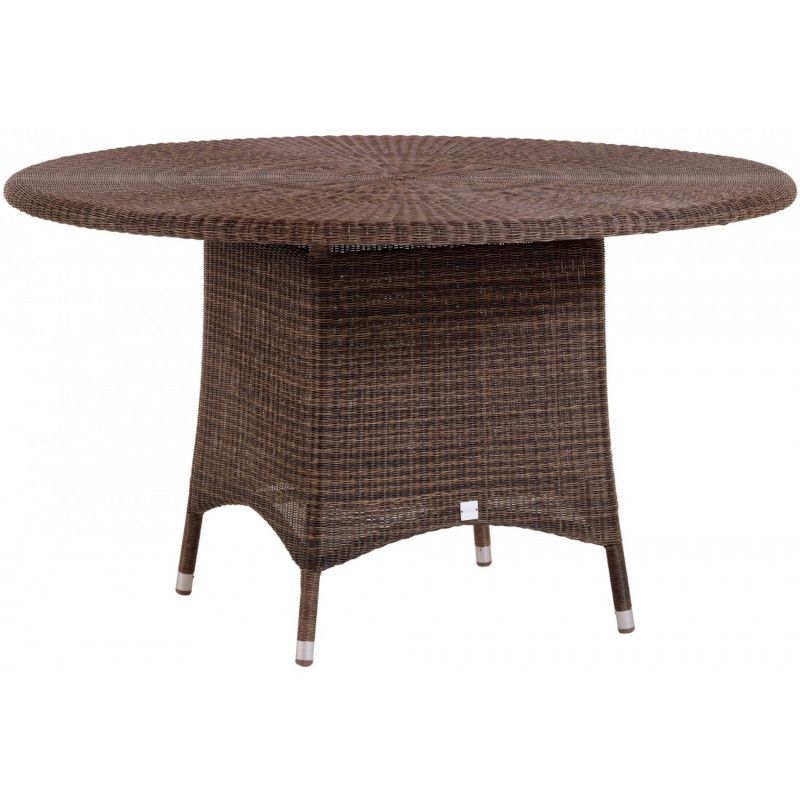 Table de jardin CIGALE en résine marron poivre, diamètre 130 cm
