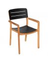 Fauteuil de jardin LODGE teck massif naturel, habillage aluminium basalte