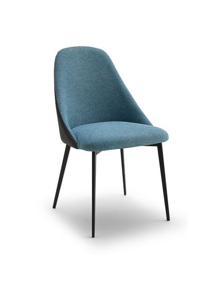 Chaise ALIZÉE pieds ronds, assise et dossier tissu Flavia