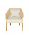 Fauteuil rotin cannage SAIGON avec coussin en tissu lin T596