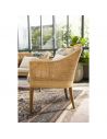 Fauteuil rotin cannage SAIGON avec coussin en tissu lin T596