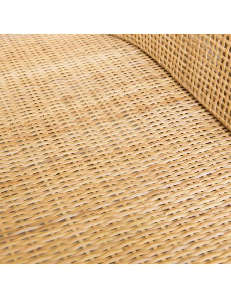 Fauteuil rotin cannage SAIGON avec coussin en tissu lin T596