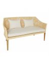 Canapé rotin cannage SAIGON avec coussin en tissu lin T596