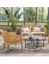 Canapé rotin cannage SAIGON avec coussin en tissu lin T596