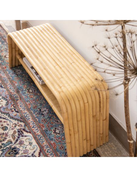 Banc en rotin naturel et cannage RIVIERA