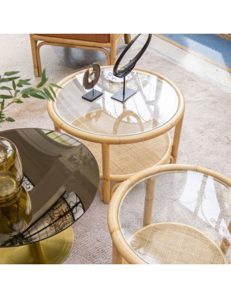 Table basse rotin RIVIERA, diamètre 66 cm