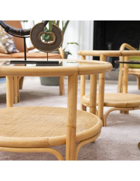 Table basse rotin RIVIERA, diamètre 66 cm