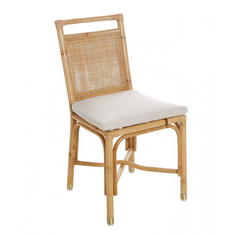 Chaise en rotin et tissu lin RIVIERA
