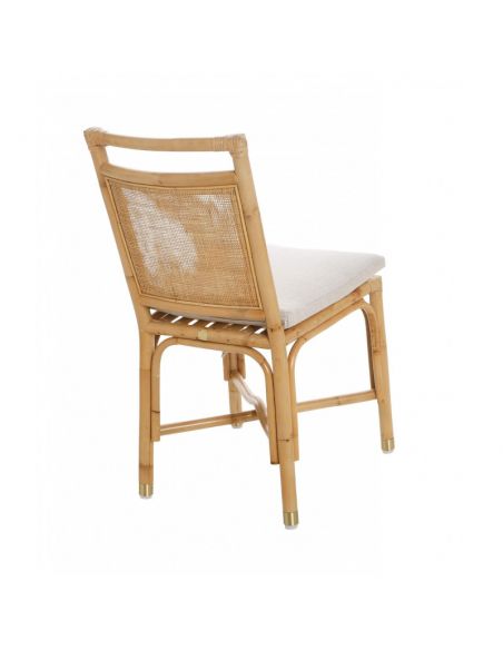 Chaise en rotin et tissu lin RIVIERA