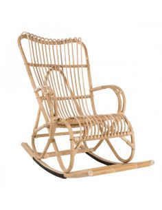 Rocking chair rotin haut dossier vintage MARLÈNE