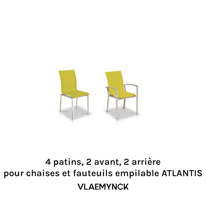 4 patins, 2 avant, 2 arrière, pour chaise et fauteuil empilable ATLANTIS