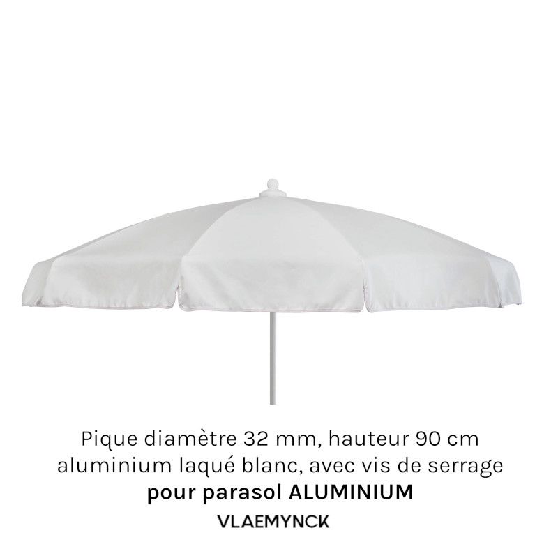 Pique diamètre 32 mm, hauteur 90 cm, aluminium laqué blanc, avec vis de serrage, pour parasol ALUMINIUM V0310553N-P