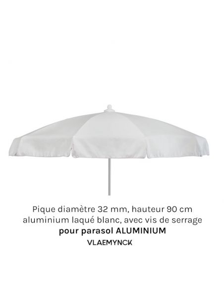 Pique diamètre 32 mm, hauteur 90 cm, aluminium laqué blanc, avec vis de serrage, pour parasol ALUMINIUM V0310553N-P