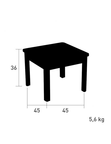 Dimensions Table basse 45 x 45 cm IBIZA, structure teck massif naturel