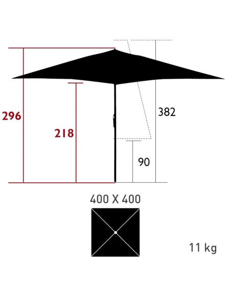 Dimensions Parasol de jardin 400 x 400 cm EASY OPEN