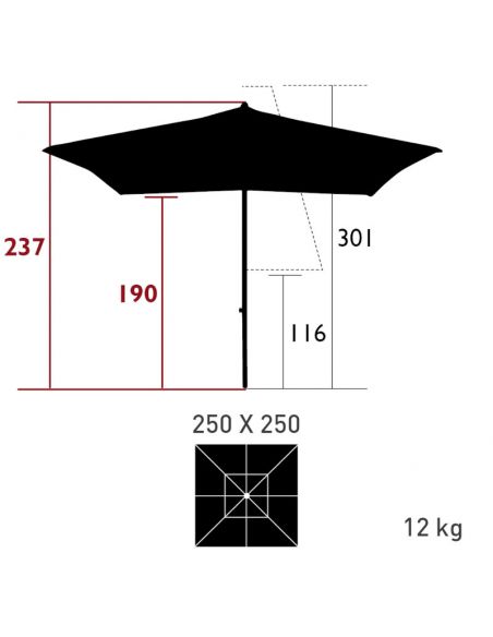 Parasol 250 x 250 cm EASY TRACK