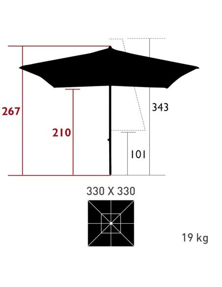 Parasol 330 x 330 cm EASY TRACK