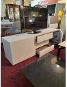 Déstockage Meuble TV design plateau verre blanc dépoli mat, longueur 180 cm