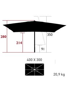 Parasol 400 x 300 cm EASY TRACK 2