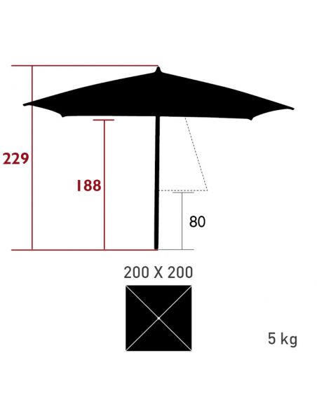Parasol 200 x 200 cm PAXI