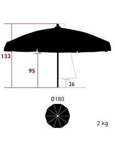 Parasol diamètre 180 cm PLAGE 2