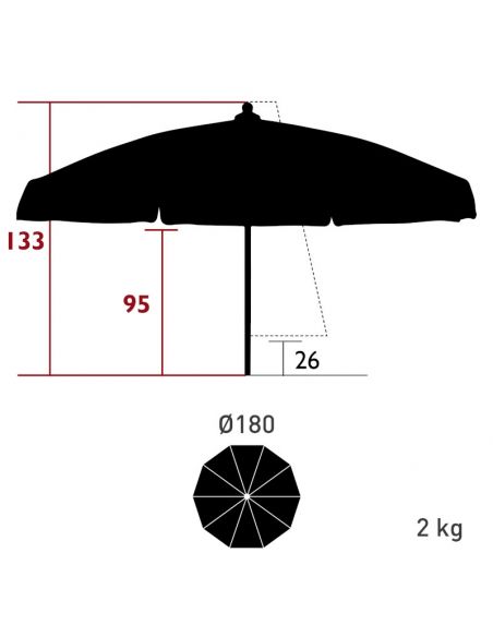 Parasol diamètre 180 cm PLAGE