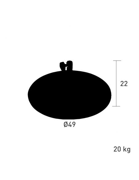 Socle parasol acier galvanisé 20 kg, pour mât diamètre 30 mm