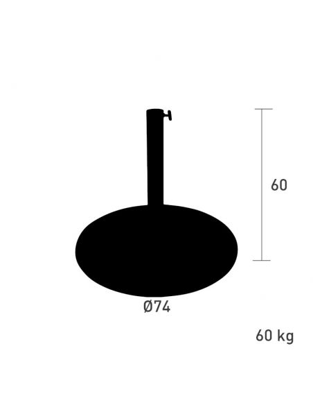 Socle parasol acier galvanisé 60 kg, pour mât diamètre 60 mm