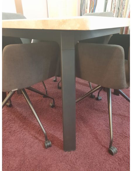 Déstockage Table travertin bouché, carrée de 1200x1200x30mm avec piétement ALBATROS Dexo